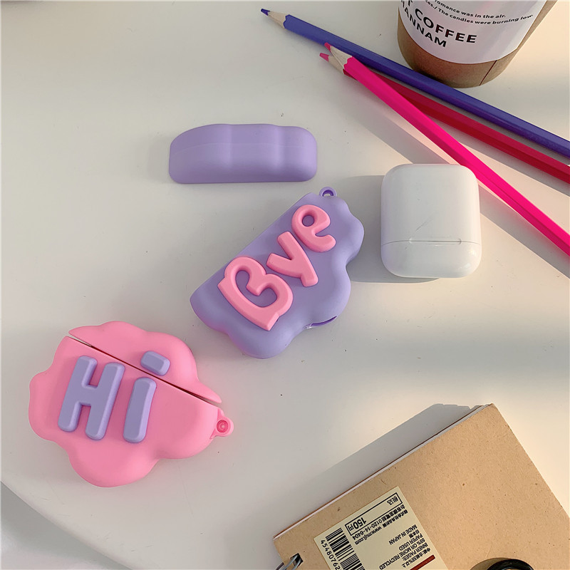 AirPod 2 Case 3D HI BYE Cloud Letter Cartoon Soft Silicone Wireless Earphone Cases For Airpods Case Cute Cover - Image 8
