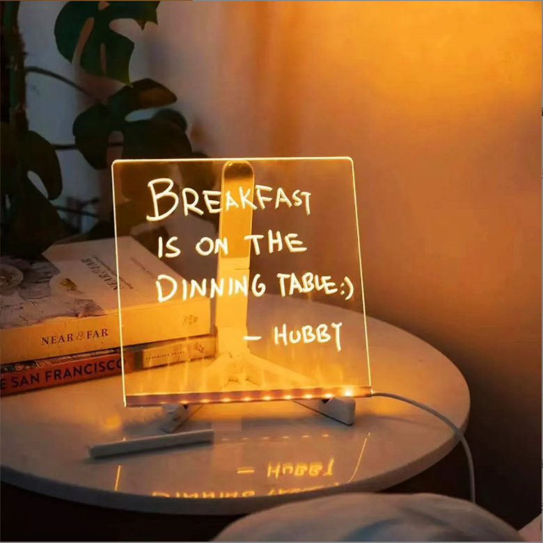 Acrylic DIY Note Board LED Night Light Creative Message Board Holiday Lamp With 7Pens USB LED Desk Lamp Note Daily Moment Painting Lamp - Image 2