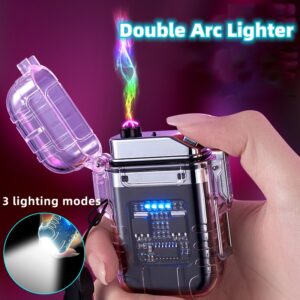 Transparent Shell Double Arc Lighter Waterproof And Windproof Outdoor Lighter Lighting Multi-purpose Electronic Cigarette Lighter