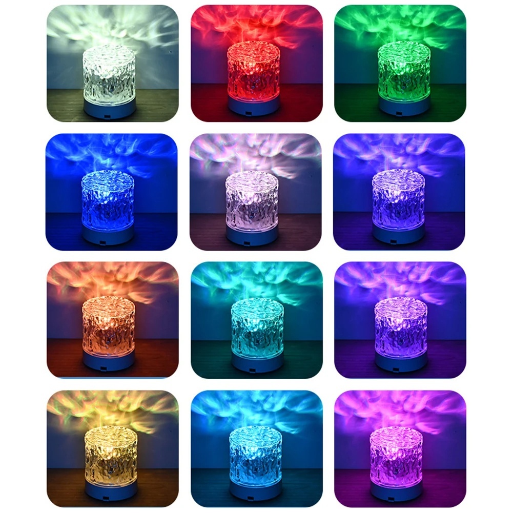 Crystal Lamp Water Ripple Projector Night Light Decoration Home Houses Bedroom Aesthetic Atmosphere Holiday Gift Sunset Lights Home Decor - Image 8