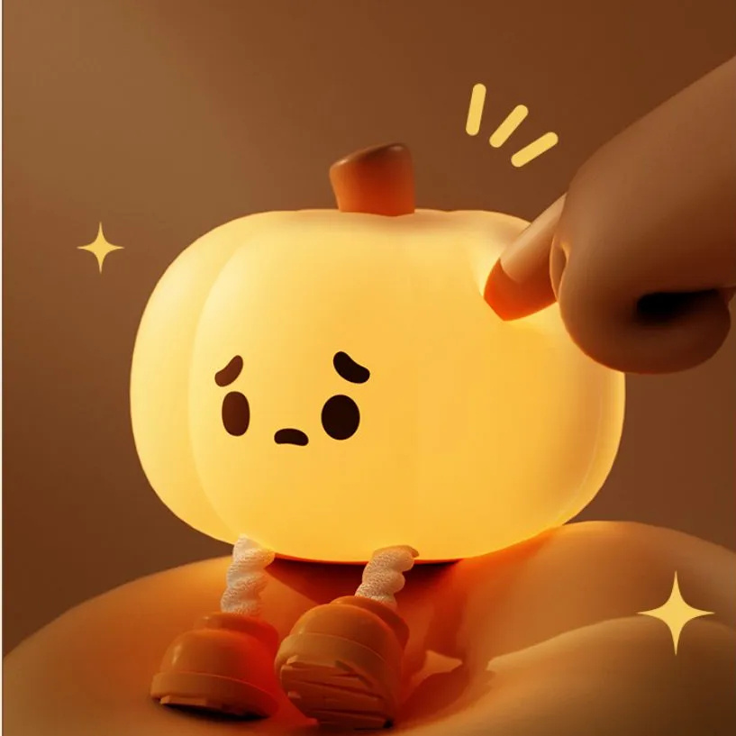 Home Decor Halloween Pumpkin Night Light Cute Soft Silicone Lamp Touch Dimmable Rechargeable Bedside Decor Light Kids Gifts Halloween Decorations - Image 5