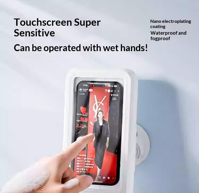 Bathroom Waterproof Mobile Phone Box Bluetooth Speaker Audio Bath TV Stand Mobile Phone Holder 360 Degree Rotation Touch Screen - Image 4