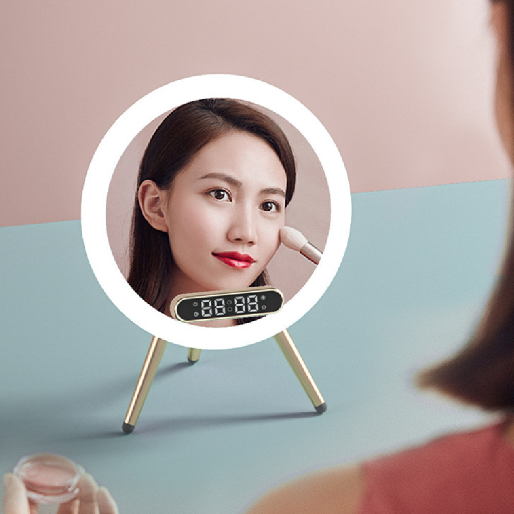 New Multi -function LED Mirror Alarm Clock Wireless Charger Digital Clock Time USB Table Clock - Image 8