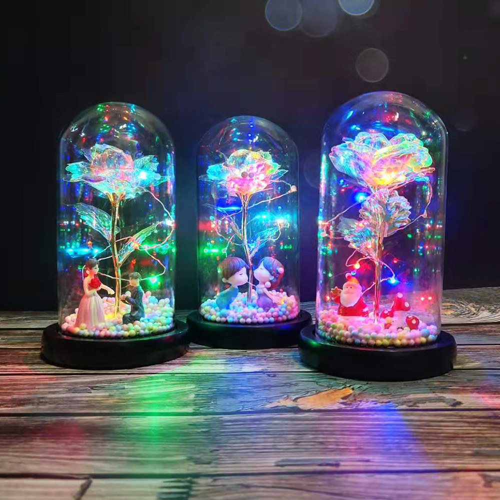 Beauty Eternal Flower Rose in Flask Wedding Decoration Artificial Flowers Glass Cover for Valentine'S Day Gift Home Decor - Image 2