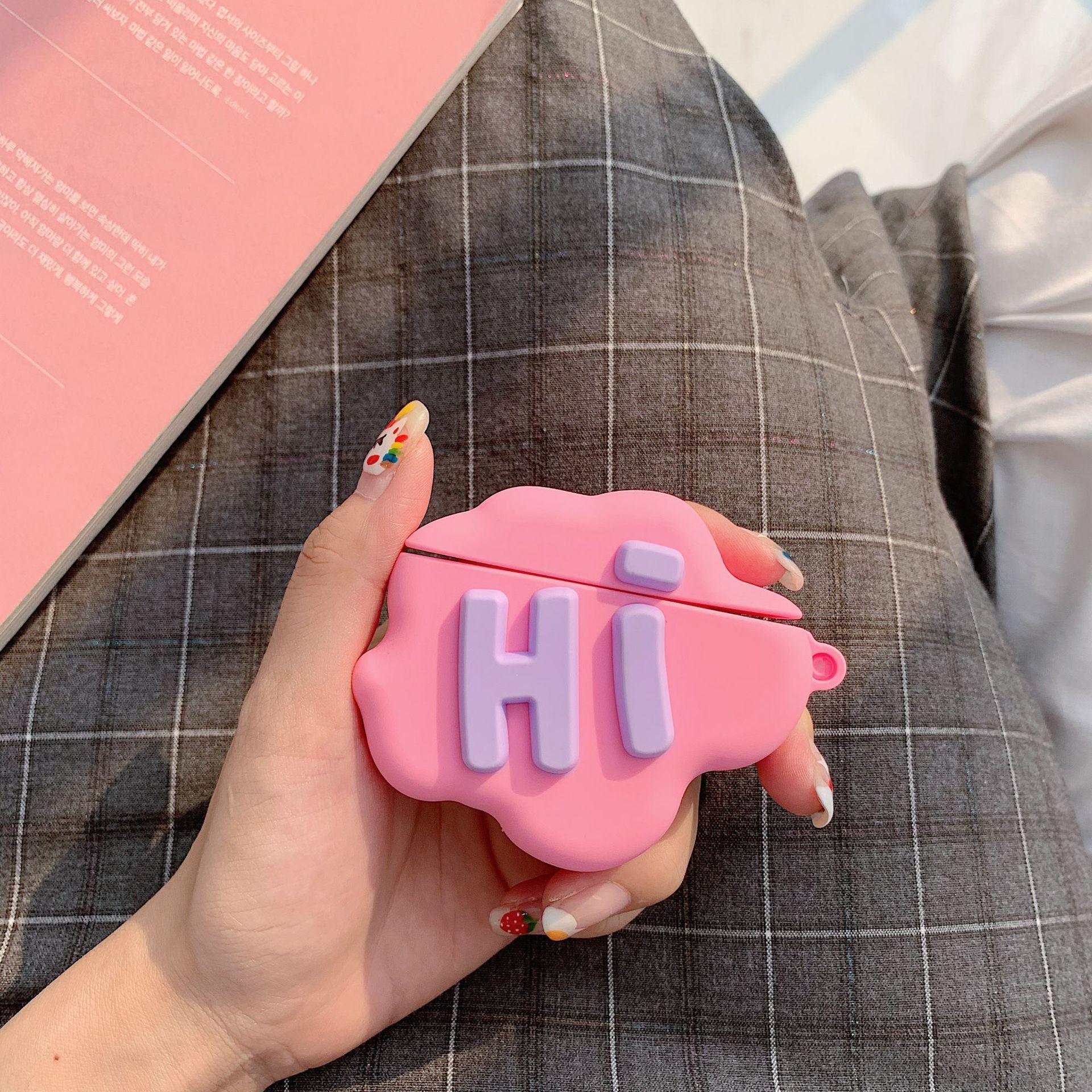 AirPod 2 Case 3D HI BYE Cloud Letter Cartoon Soft Silicone Wireless Earphone Cases For Airpods Case Cute Cover - Image 3
