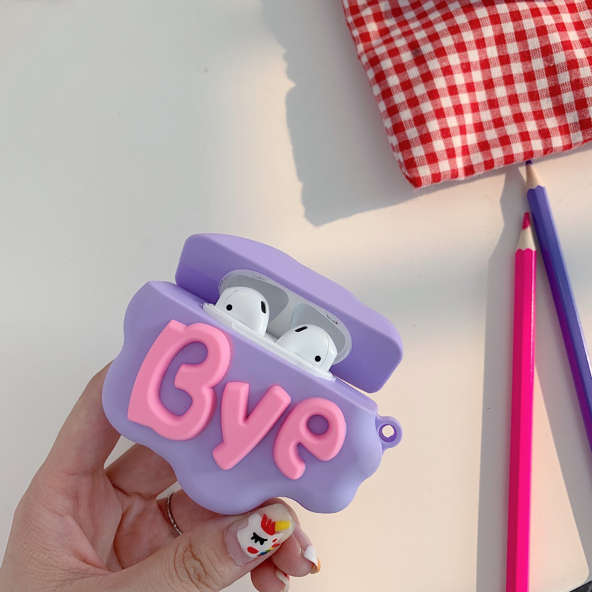AirPod 2 Case 3D HI BYE Cloud Letter Cartoon Soft Silicone Wireless Earphone Cases For Airpods Case Cute Cover - Image 4