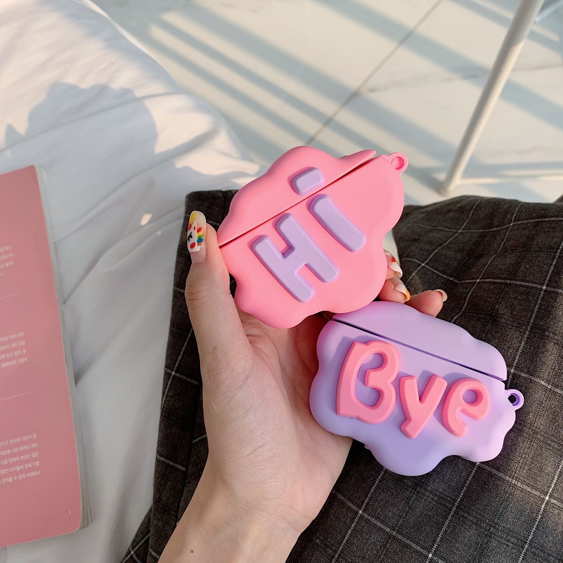 AirPod 2 Case 3D HI BYE Cloud Letter Cartoon Soft Silicone Wireless Earphone Cases For Airpods Case Cute Cover - Image 2