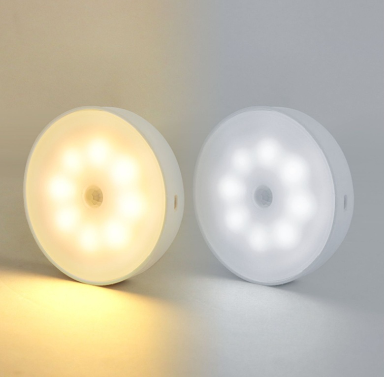 Usb Rechargeable Motion Sensor Light Round Wireless LED Puck Light Kichen Cabinet Lighting Motion Sensor Lamp Night Light - Image 5