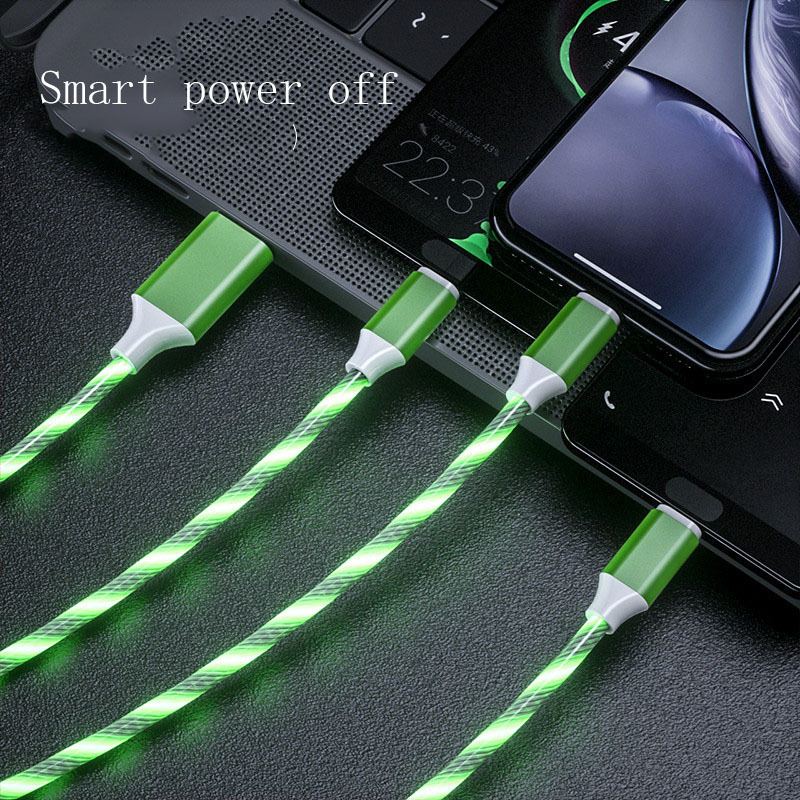 3 In 1 Micro USB Type C Cable LED Flowing Light Type C Chager Cable Mobile Phone Charging Wire - Image 3