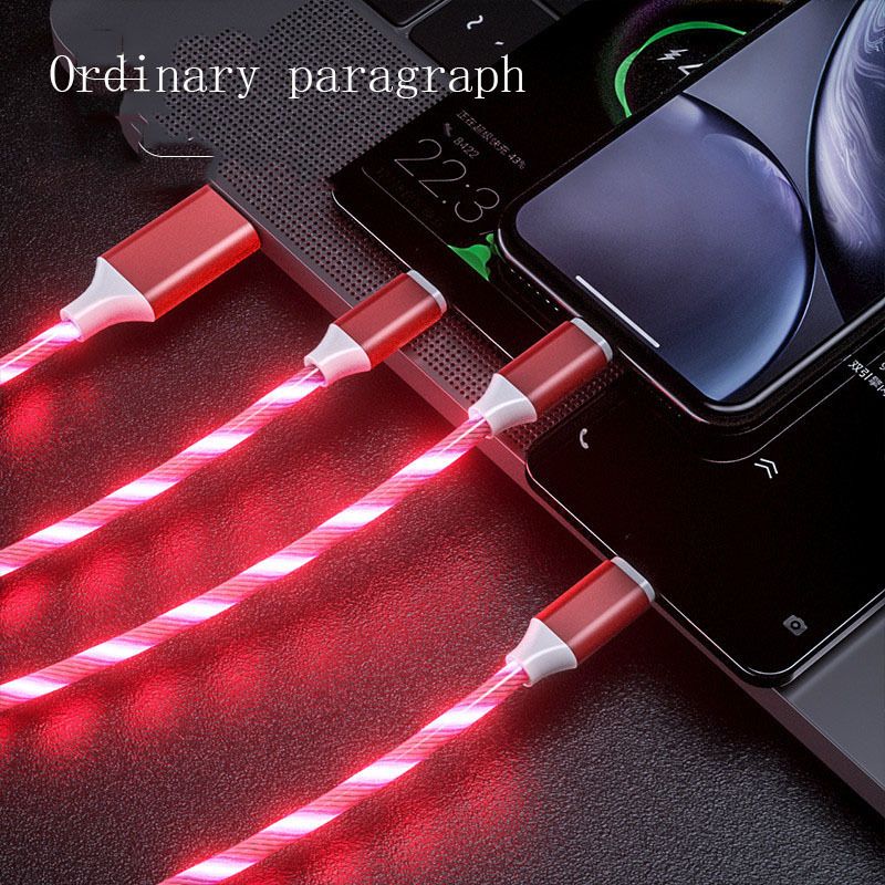 3 In 1 Micro USB Type C Cable LED Flowing Light Type C Chager Cable Mobile Phone Charging Wire - Image 4