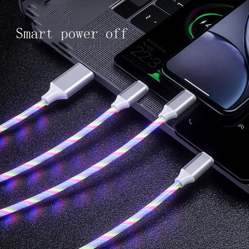 3 In 1 Micro USB Type C Cable LED Flowing Light Type C Chager Cable Mobile Phone Charging Wire - Image 2