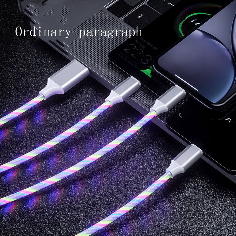 3 In 1 Micro USB Type C Cable LED Flowing Light Type C Chager Cable Mobile Phone Charging Wire - Image 8