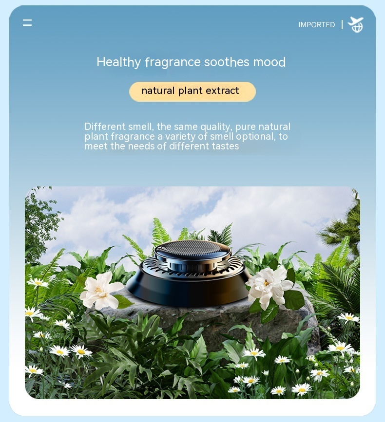 Portable Kinetic Car Air Freshener Solar Powered Double Ring Rotating Air Cleaner Perfume Fragrance Diffuser - Image 7