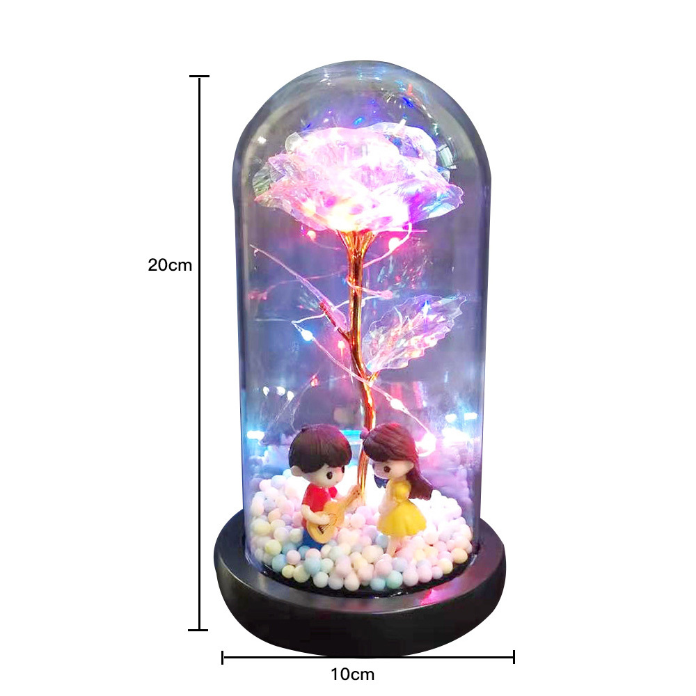 Beauty Eternal Flower Rose in Flask Wedding Decoration Artificial Flowers Glass Cover for Valentine'S Day Gift Home Decor - Image 3