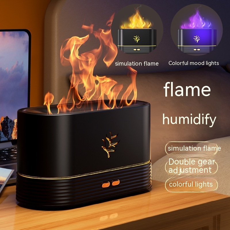 Flame Humidifier USB Smart Timing LED Electric Aroma Diffuser Simulation Fire Night Lamp Home Decor - Image 2