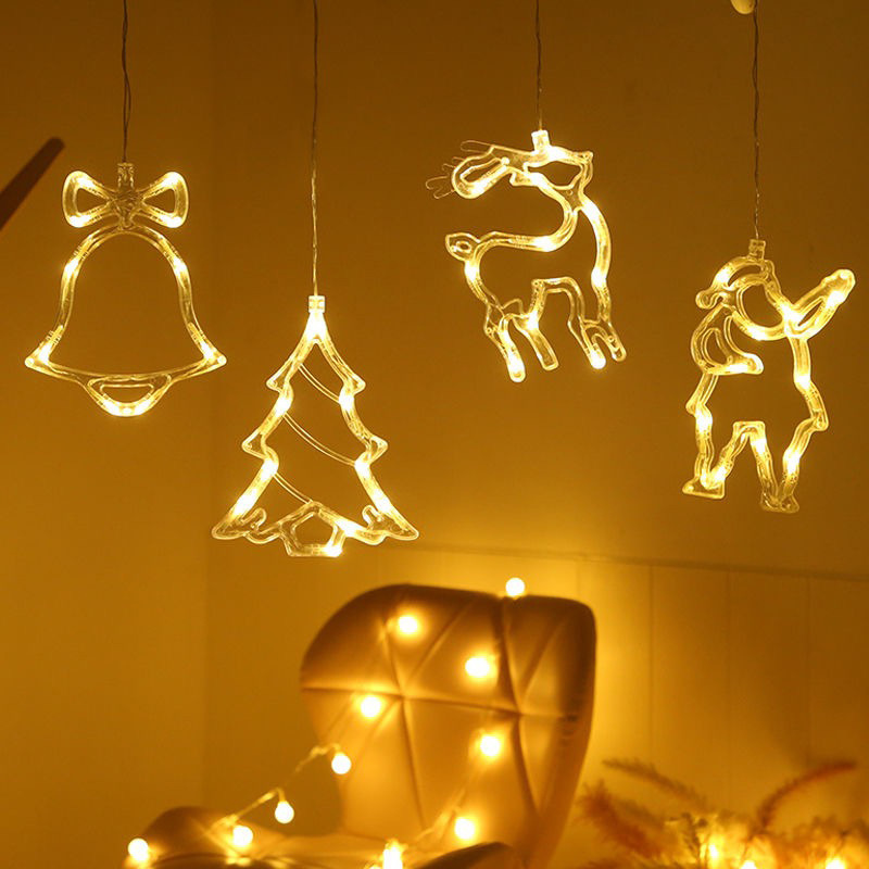 Christmas LED Suction Cup Chandelier Santa Claus Elk Snowman Lights Holiday Party Window Decor Lamps Battery Powered - Image 3