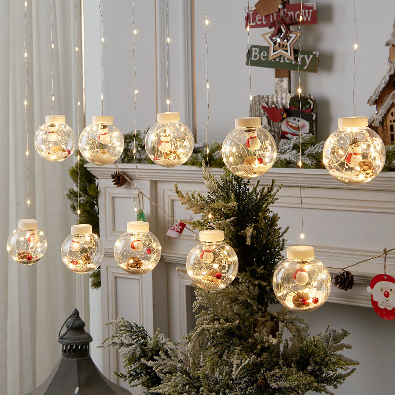 10PCS LED Christmas Curtain Lamp Fairy Snowman Wishing Ball Lamp String Christmas Window Decoration Christmas Light Room - Image 8
