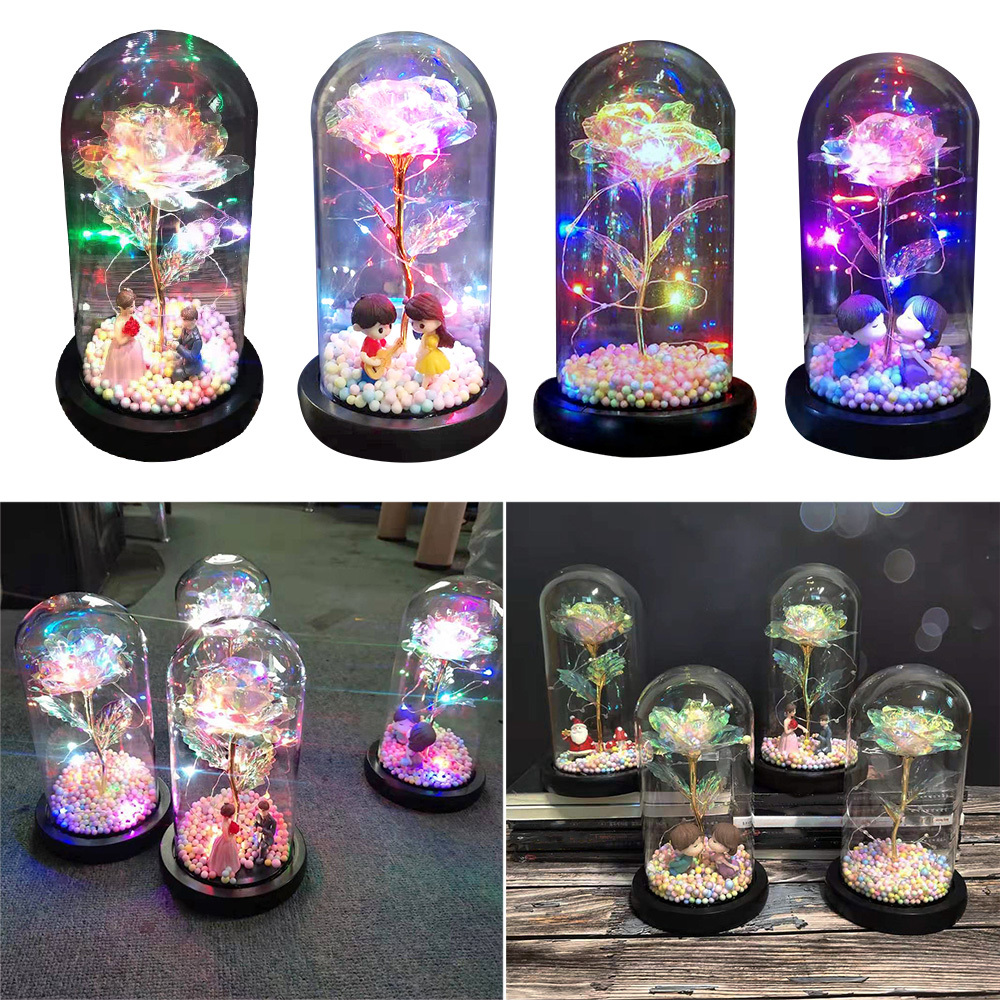 Beauty Eternal Flower Rose in Flask Wedding Decoration Artificial Flowers Glass Cover for Valentine'S Day Gift Home Decor - Image 7