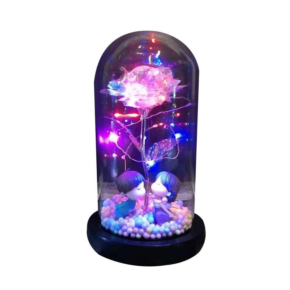 Beauty Eternal Flower Rose in Flask Wedding Decoration Artificial Flowers Glass Cover for Valentine'S Day Gift Home Decor - Image 8
