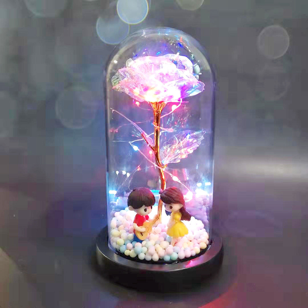 Beauty Eternal Flower Rose in Flask Wedding Decoration Artificial Flowers Glass Cover for Valentine'S Day Gift Home Decor - Image 4