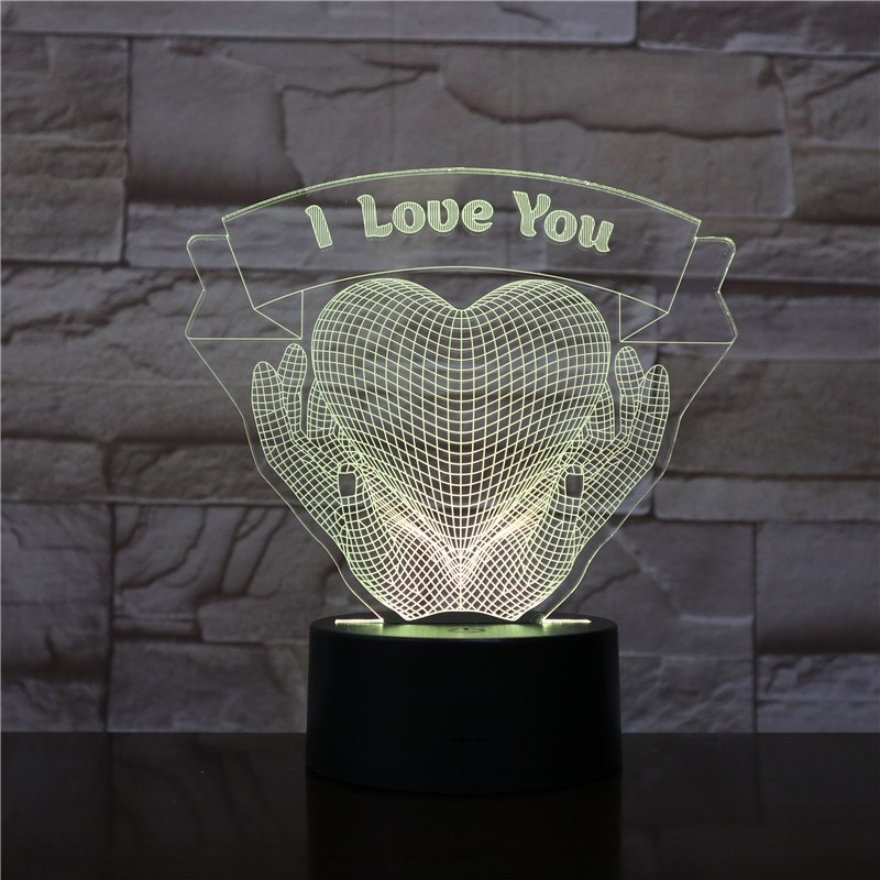 Valentines Day Gift Hands Holding Love 3D Night Light - Image 4