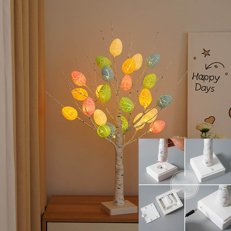 Easter Decoration 60cm Birch Tree Home Easter Egg LED Light Gift Spring Party Tabletop Ornaments Light Easter Party Kids Gifts - Image 9