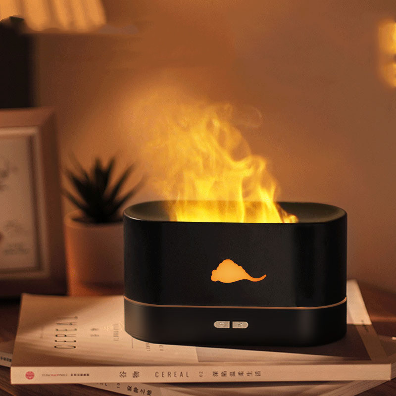 New Flame Humidifier Aromatherapy Machine Crystal Salt Stone Colorful Atmosphere Lamp Flame 3d Simulation Flame Humidifier Household Essential - Image 10