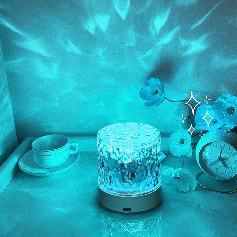 Crystal Lamp Water Ripple Projector Night Light Decoration Home Houses Bedroom Aesthetic Atmosphere Holiday Gift Sunset Lights Home Decor - Image 7