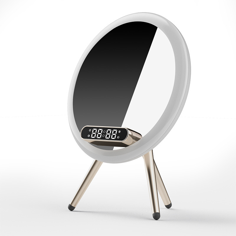 New Multi -function LED Mirror Alarm Clock Wireless Charger Digital Clock Time USB Table Clock - Image 9