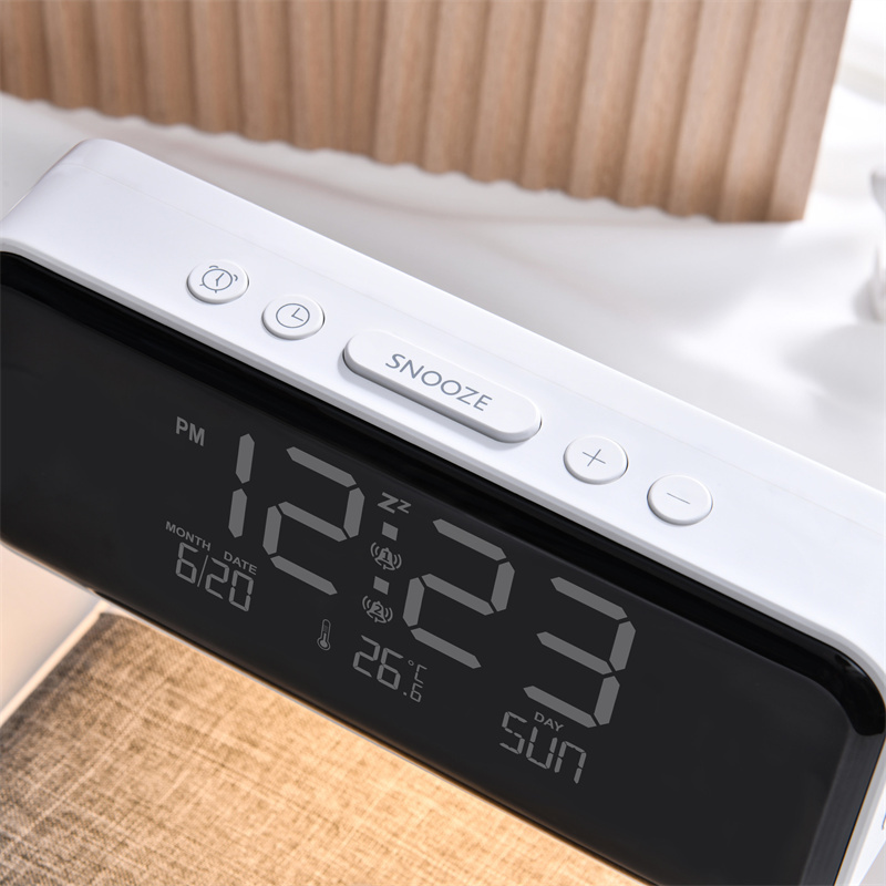 Creative 3 In 1 Bedside Lamp Wireless Charging LCD Screen Alarm Clock Wireless Phone Charger - Image 10