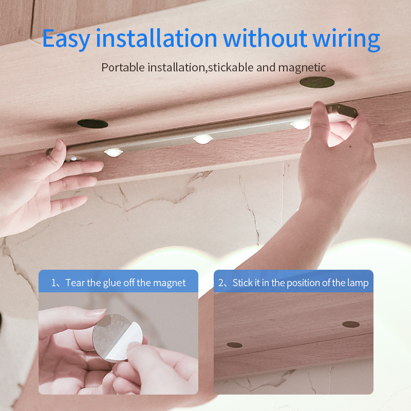 Motion Sensor Lamp Under The Cabinet Dimmable Cabinet Lamp Rechargeable Magnetic Suction Installation Kitchen Night Light Wardrobe Lamp - Image 5