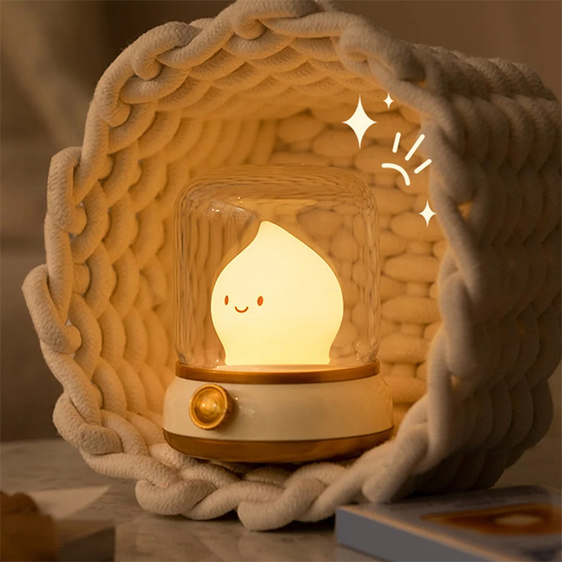 Retro Small Night Lamp Bedroom Mini Desktop LED Cute Night Lamp Creative USB Rechargeable Portable Cartoon Table Lamp For Coffee Bar Hotel Bedroom Home Decor - Image 3