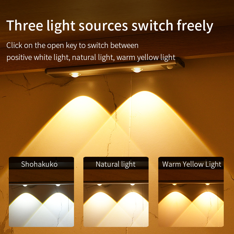 Motion Sensor Lamp Under The Cabinet Dimmable Cabinet Lamp Rechargeable Magnetic Suction Installation Kitchen Night Light Wardrobe Lamp - Image 2