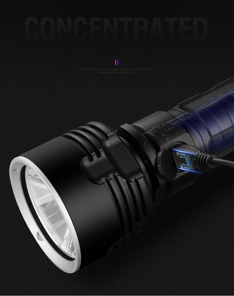 Strong Flashlight Focusing Led Light Rechargeable Super Bright LED Outdoor Xenon Lamp - Image 4