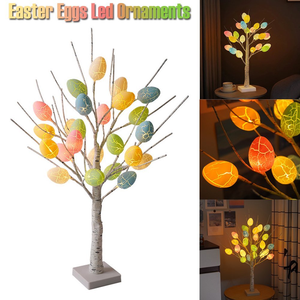 Easter Decoration 60cm Birch Tree Home Easter Egg LED Light Gift Spring Party Tabletop Ornaments Light Easter Party Kids Gifts - Image 2