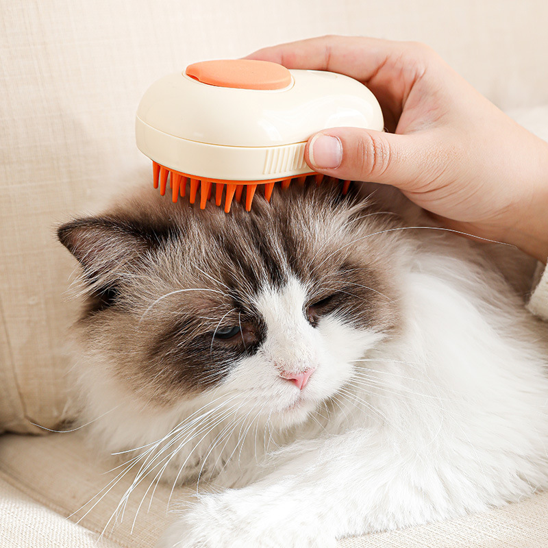 Steamy Cat Brush Cat Dog Grooming Comb Electric Self Cleaning Steam Cat Brush For Massage Avocado Shape Pet Spray Cat Grooming - Image 2
