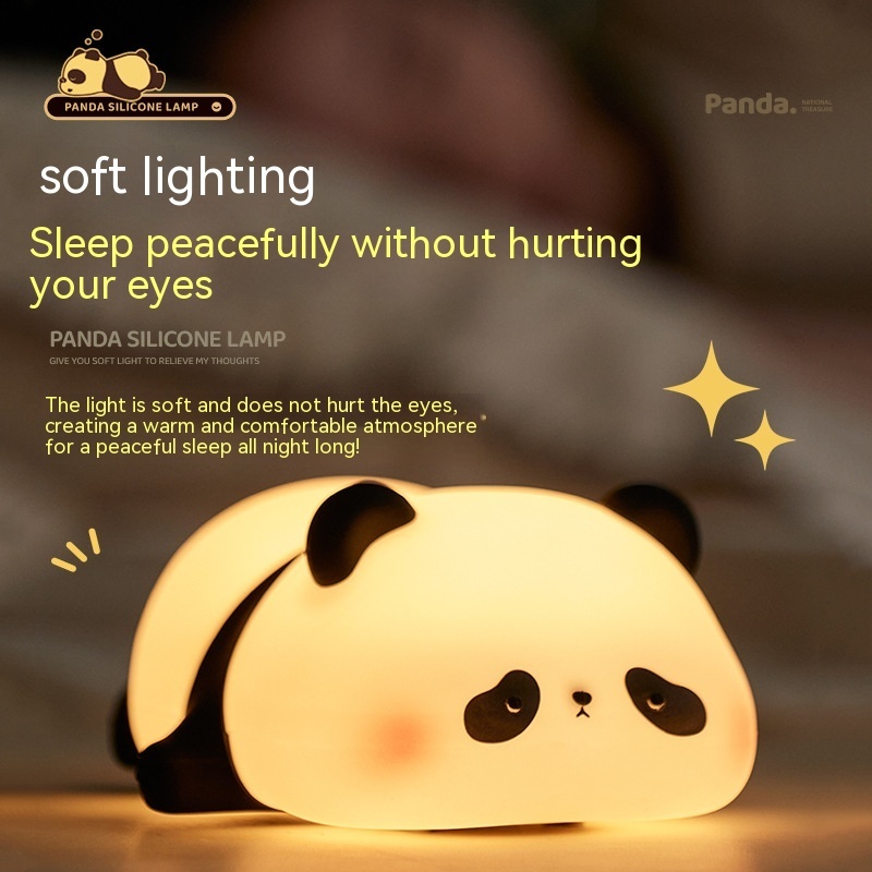 Panda Night Lights For Kids Cute Animal Silicone Timing Rechargeable Lamp Cartoon Panda Bedroom Decoration Kids Boys Girls Gift - Image 6