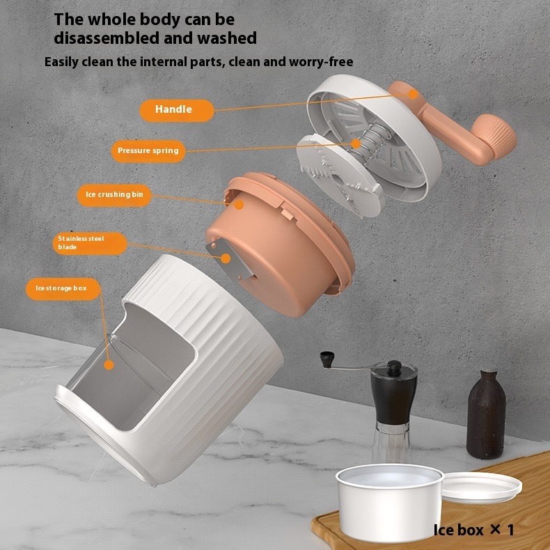 Hand-cranked Ice Shaving Machine Small Household Ice Crusher Hand-cranked Smoothie Machine Hail Ice Machine Kitchen Gadgets - Image 7