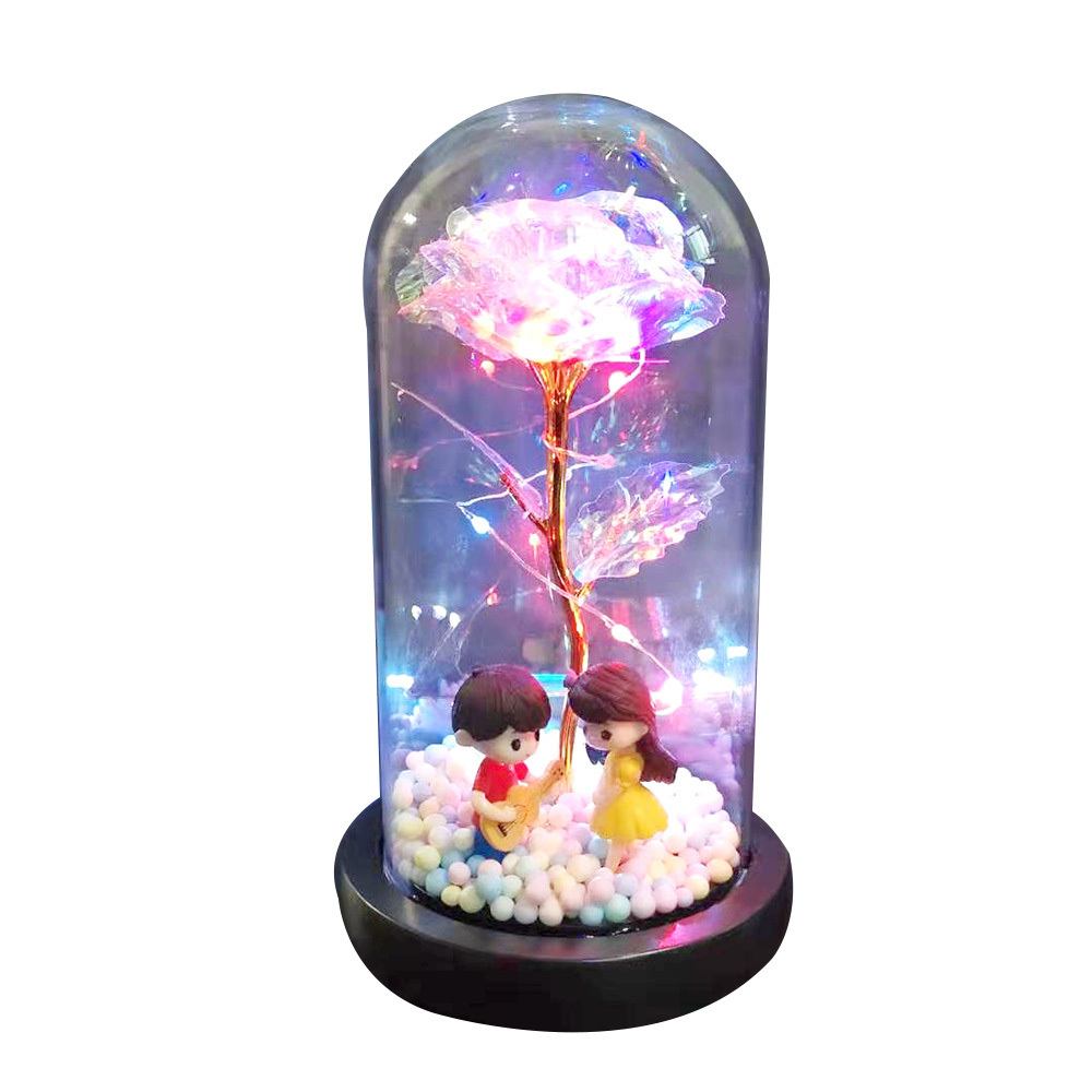 Beauty Eternal Flower Rose in Flask Wedding Decoration Artificial Flowers Glass Cover for Valentine'S Day Gift Home Decor - Image 9