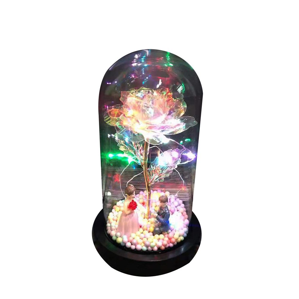 Beauty Eternal Flower Rose in Flask Wedding Decoration Artificial Flowers Glass Cover for Valentine'S Day Gift Home Decor - Image 10