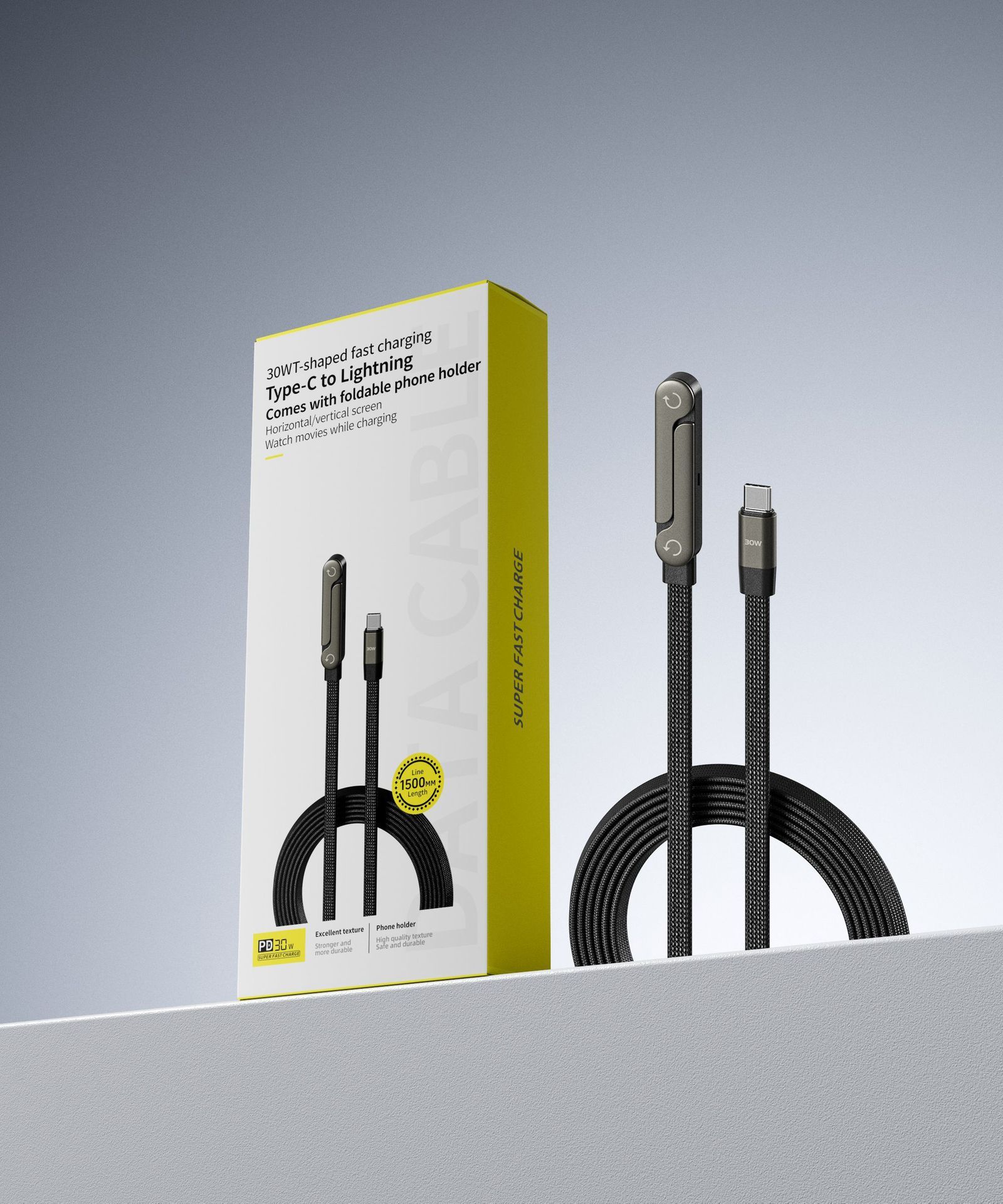 Fast Charging Foldable Bracket Data Cable 2-in-1 Data Wire Foldable Phone Tablet Stand Type-C To Type-C USB-A To Type-C - Image 10