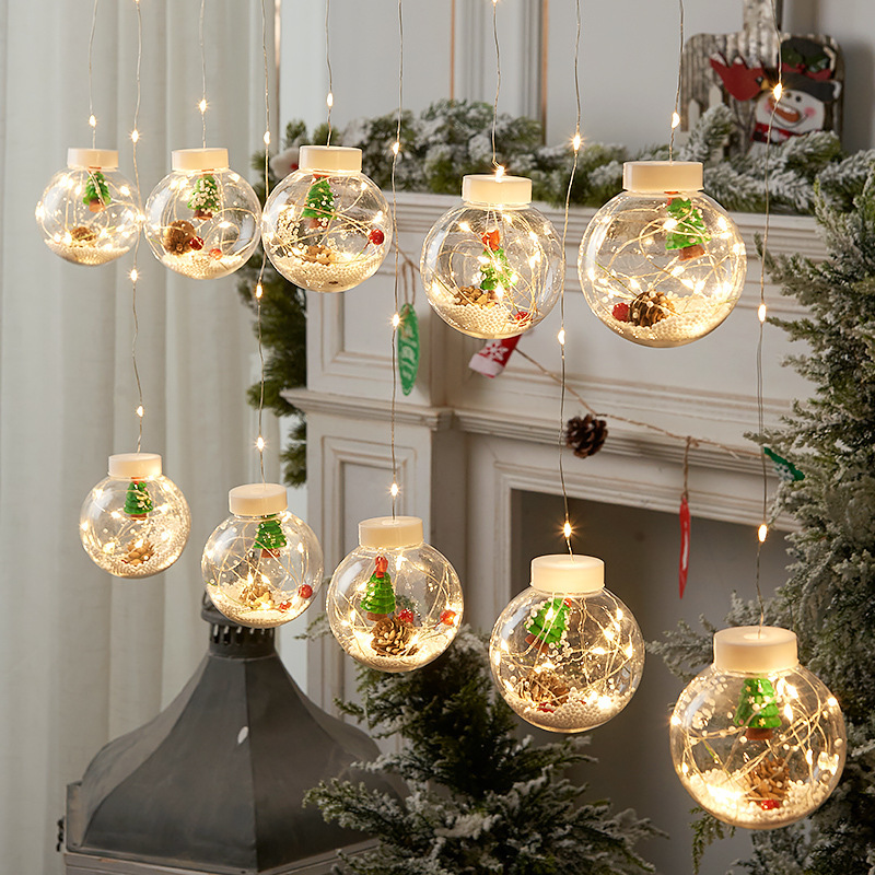 10PCS LED Christmas Curtain Lamp Fairy Snowman Wishing Ball Lamp String Christmas Window Decoration Christmas Light Room - Image 6
