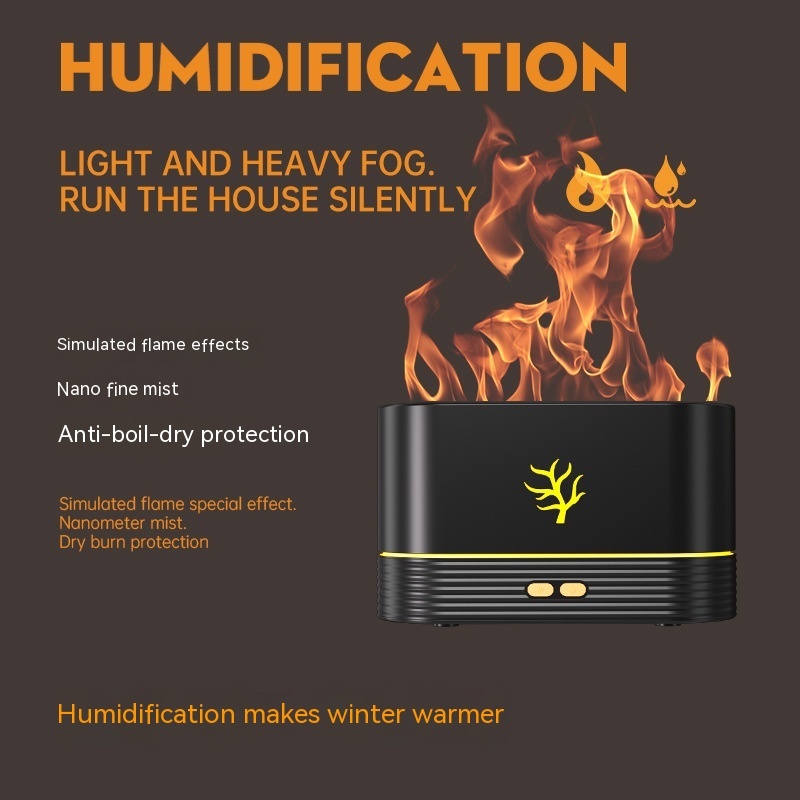 Flame Humidifier USB Smart Timing LED Electric Aroma Diffuser Simulation Fire Night Lamp Home Decor - Image 6