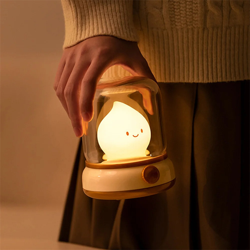 Retro Small Night Lamp Bedroom Mini Desktop LED Cute Night Lamp Creative USB Rechargeable Portable Cartoon Table Lamp For Coffee Bar Hotel Bedroom Home Decor - Image 4