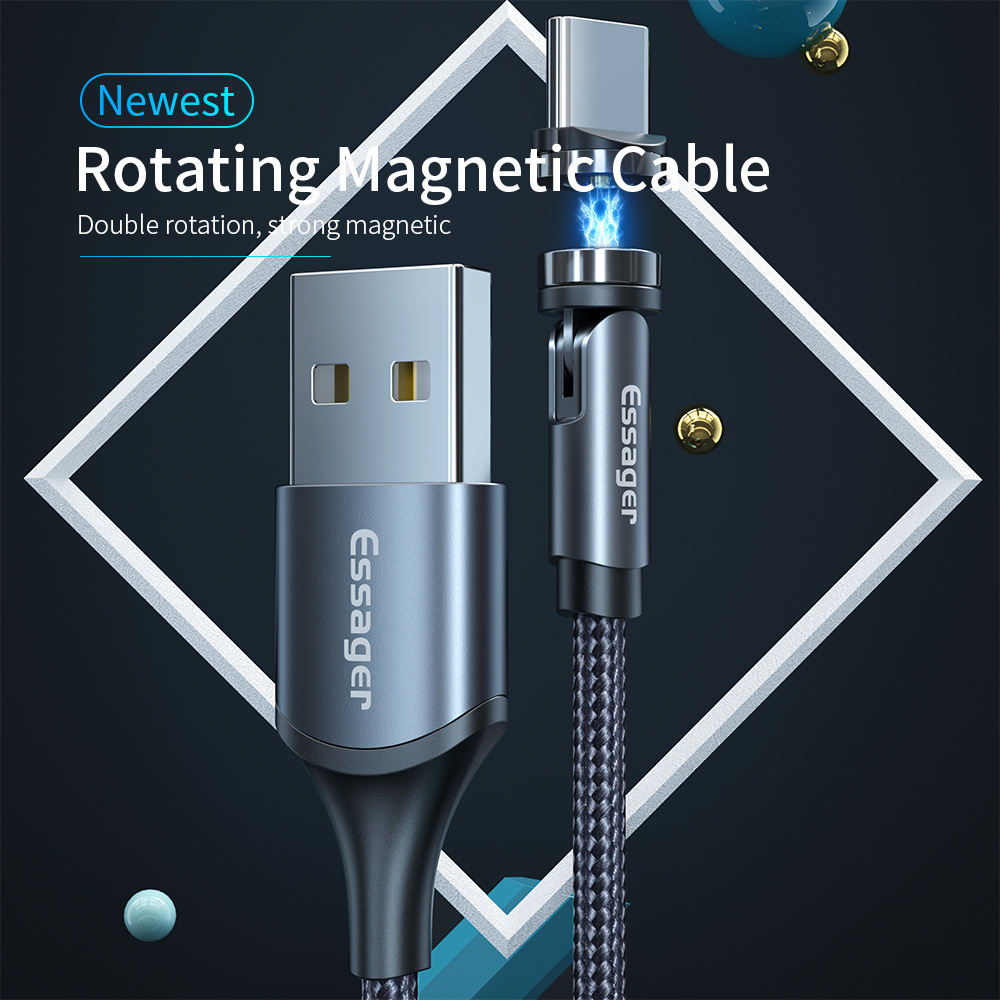 Essager Rotate Magnetic Cable 360 Degree USB Type C Charging Cable Fast Charging Magnet Charger 540 Rotate Micro Magnetic Cable - Image 2