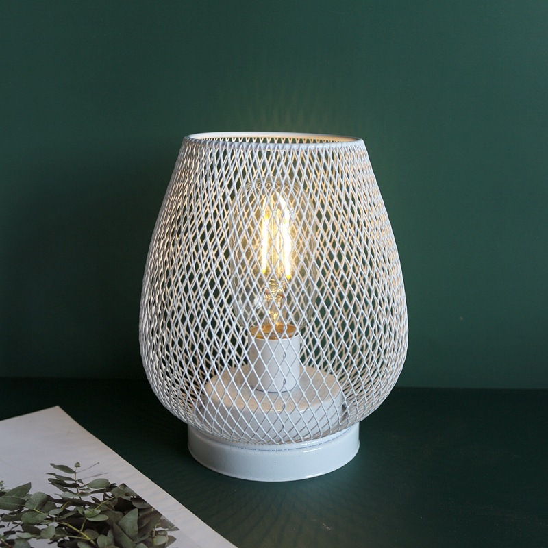 Retro Iron Art Table Lamp Battery Powered Night Light Hollowed Out Birdcage Desk Reading Lamp Bedroom Decor Bedside Table Lamp Home Decor - Image 2
