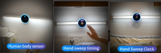 Smart Cabinet Light Clock Timing Sensor Light Removable LED Wardrobe Light Human Body Sensor Light - Image 9