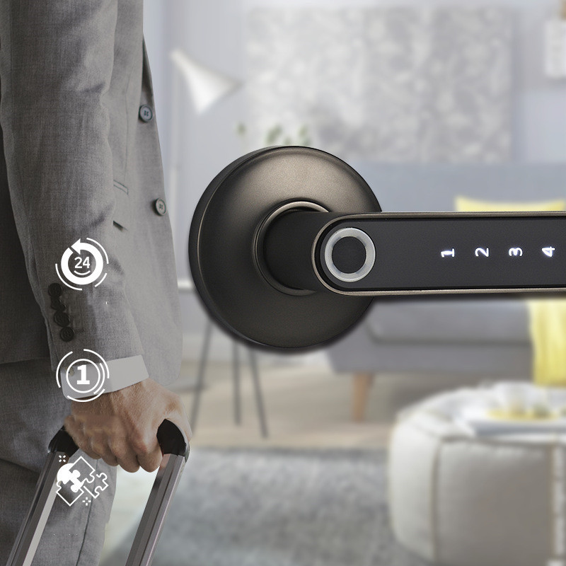 Smart Lock Fingerprint Password Electric Digital Lock Alloy Keyless Security Door Handle For Home - Image 4