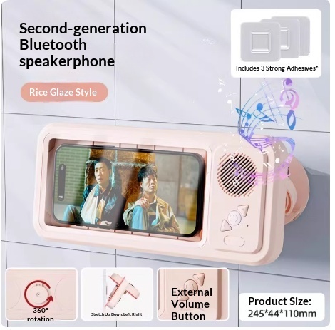 Bathroom Waterproof Mobile Phone Box Bluetooth Speaker Audio Bath TV Stand Mobile Phone Holder 360 Degree Rotation Touch Screen - Image 8