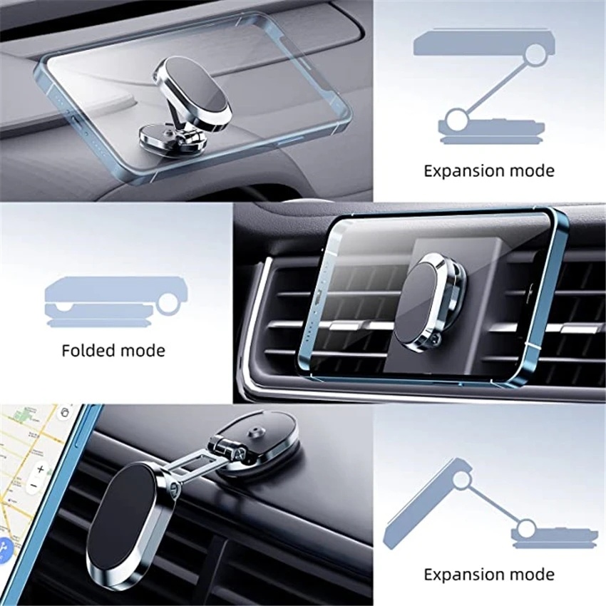 Rotate Metal Magnetic Car Phone Holder Foldable Universal Mobile Phone Stand Air Vent Magnet Mount GPS Support - Image 3